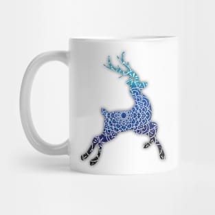 Blue Flying Reindeer Mandala Mug